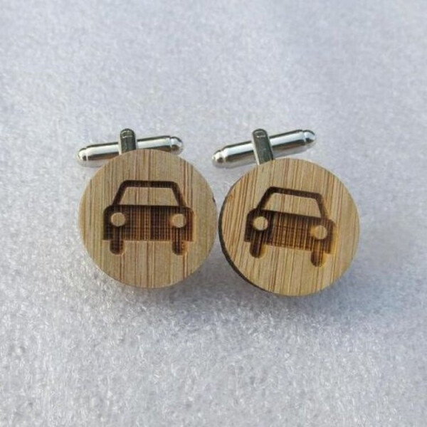 

Деревянные запонки Автомобиль Handmade Серебряно-коричневый