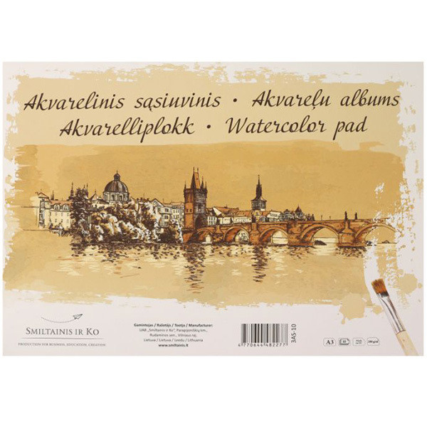 

Альбом-склейка для акварели Smiltainis Gold А3 200 г/м2 10 листов (4770644482277)