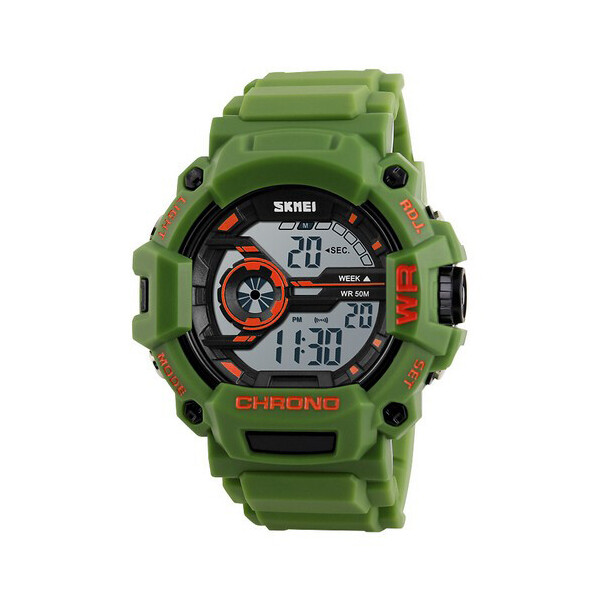 

Мужские наручные часы (1233 Green-Orange) Skmei 52 мм Зеленый
