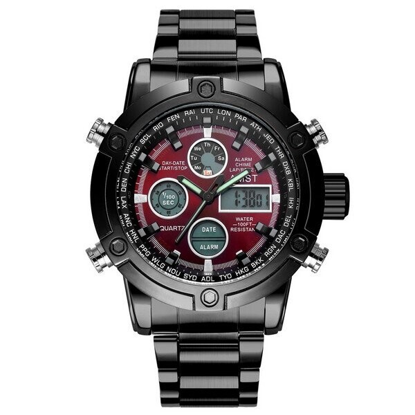 

Мужские наручные часы (3022 Metall Black-Red) AMST 45 мм Черный