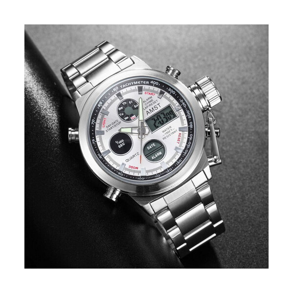 

Мужские наручные часы (3003 All SilverMetall) AMST 50 мм Серебряный
