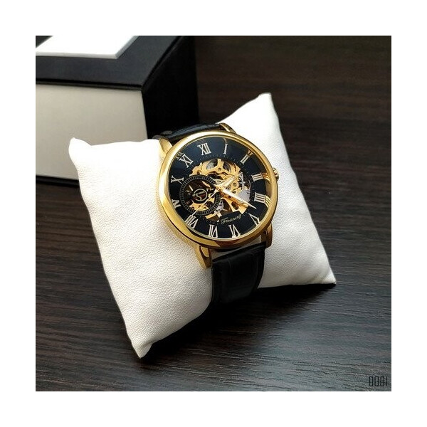 

Мужские наручные часы (8099 Black-Gold-Black) Forsining 45 мм Черный