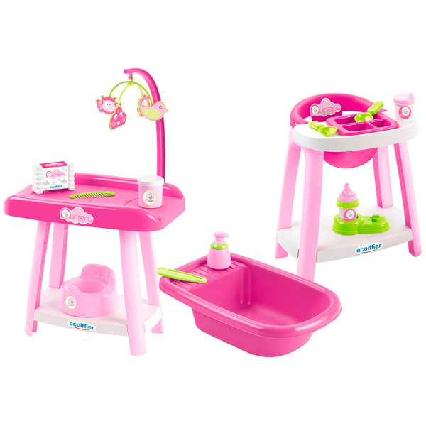 

Игровой набор по уходу за куклой, 3 в 1 (15 аксессуаров) Ecoiffier (002878)
