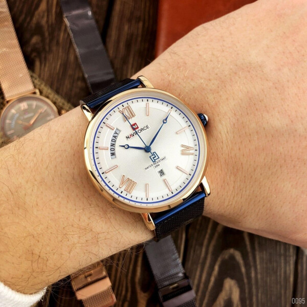 

Мужские наручные часы (NF3006 Blue-Cuprum-White) Naviforce 41 мм Синий