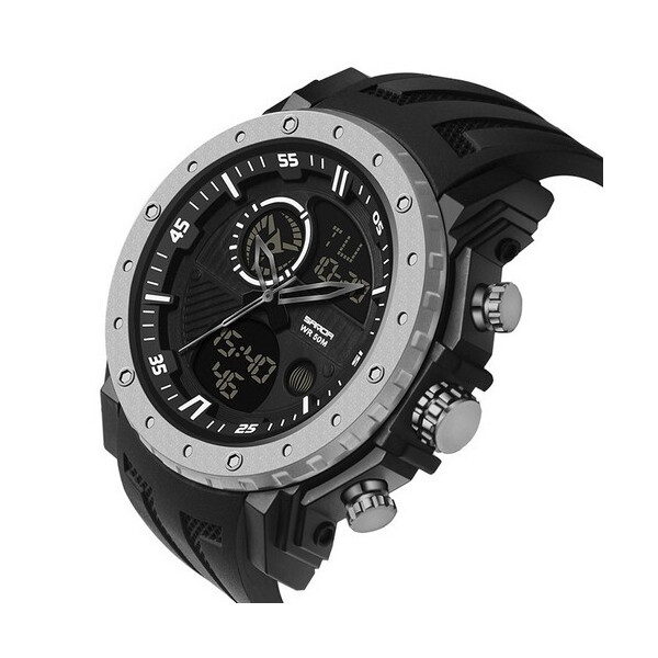 

Мужские наручные часы (6012 Black-Silver) Sanda 54 мм Черный