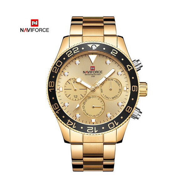 

Мужские наручные часы (NF9147 Gold-Black) Naviforce 43 мм Золотой