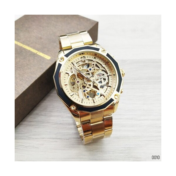 

Мужские наручные часы (8130 All Gold Automatic) Forsining 46 мм Золотой