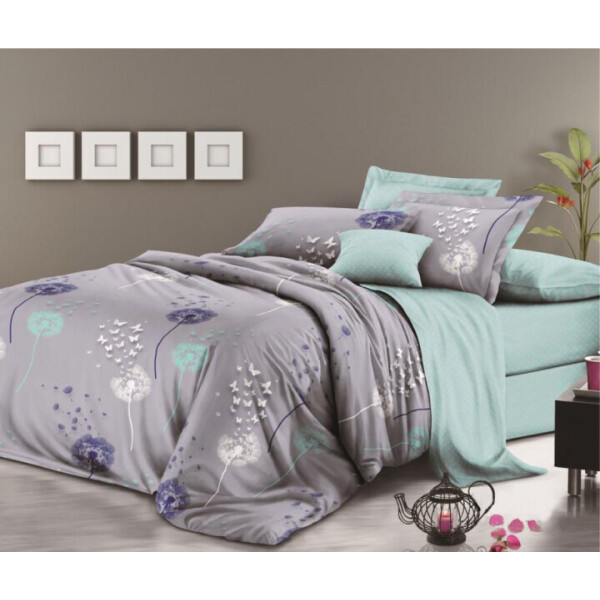 Комплект постельного белья Свежесть весны НШ 180х215 см Серо-бирюзовый