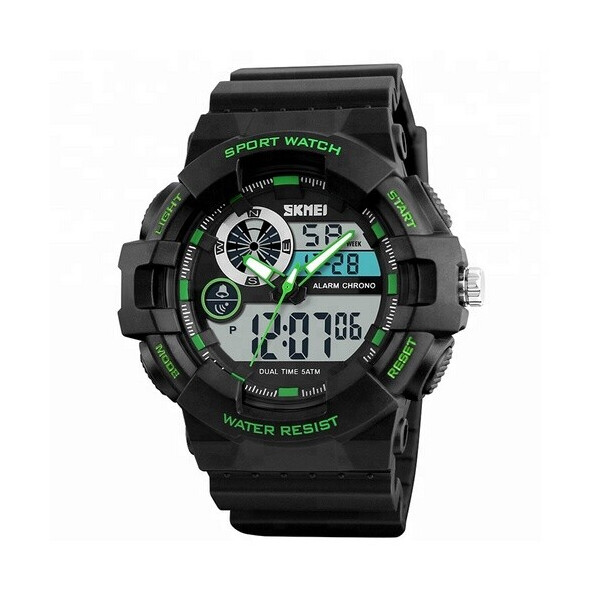 

Мужские наручные часы (1312 Black-Green) Skmei 52 мм Черный