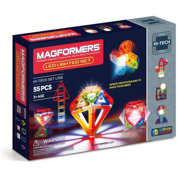 

Конструктор магнитный Magformers Набор с ЛЕД подсветкой, 55 эл. (709001)