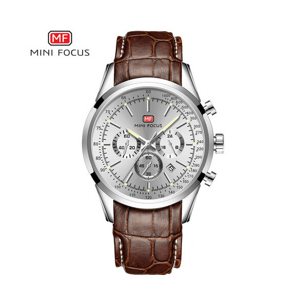 

Мужские наручные часы (MF0116G.02 Silver-Brown) Mini Focus 47 мм Серебряный