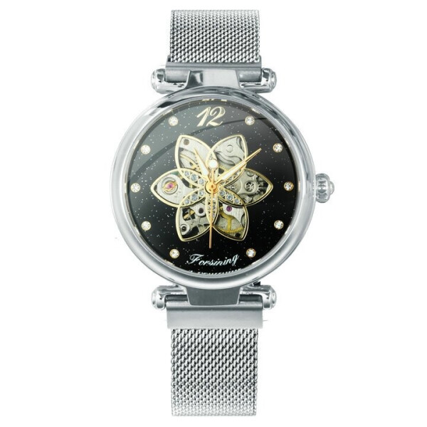 

Женские наручные часы (1171 Silver-Black) Forsining 33 мм Серебряный