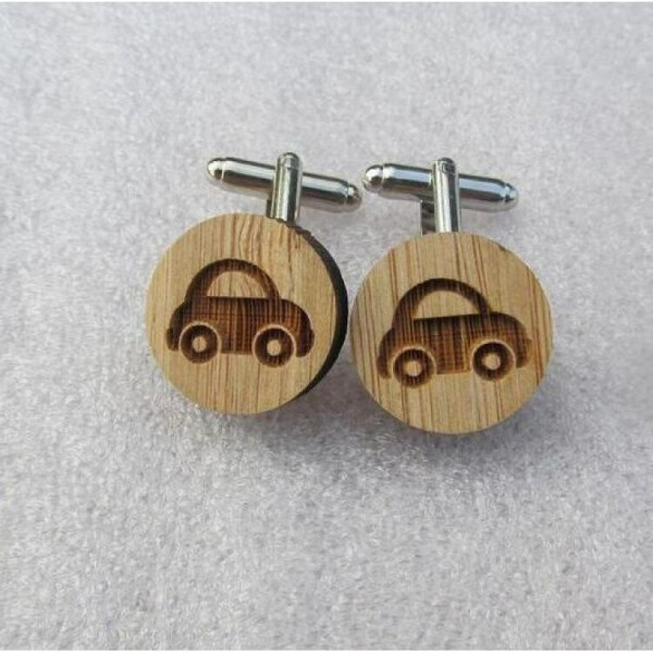 

Деревянные запонки Авто Handmade Серебряно-коричневый
