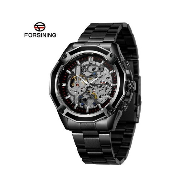 

Мужские наручные часы (8130 Black-Silver) Forsining 45 мм Черный