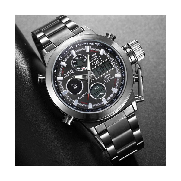

Мужские наручные часы (3003 All Black Metall) AMST 39 мм Черный