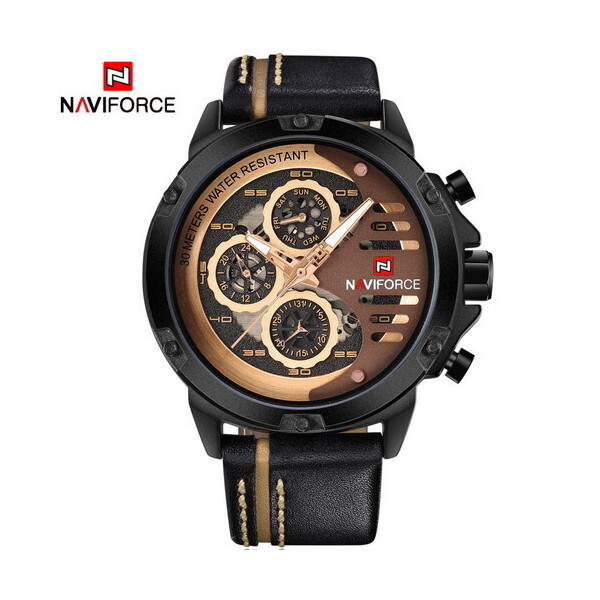 

Мужские наручные часы (NF9110 Black-Brown) Naviforce 48 мм Черный