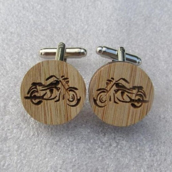

Деревянные запонки Байк Handmade Серебряно-коричневый