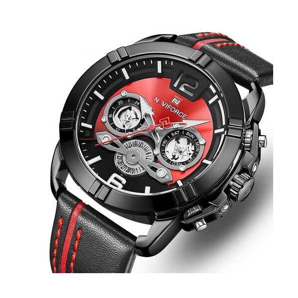 

Мужские наручные часы (NF9168 Black-Red) Naviforce 45 мм Черный