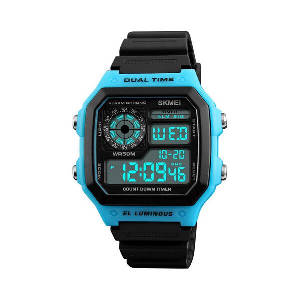 

Мужские наручные часы (1299 Black-Blue-Black) Skmei 43 мм Черный