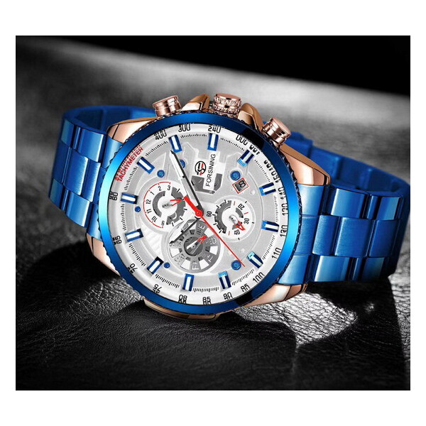 

Мужские наручные часы (1137 Blue-Cuprum-White) Forsining 43 мм Синий