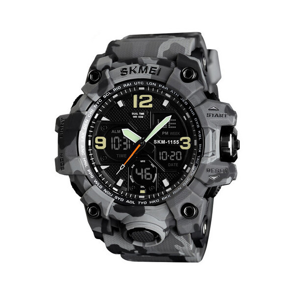 

Мужские наручные часы (1155B Military Grey) Skmei 55 мм Серый