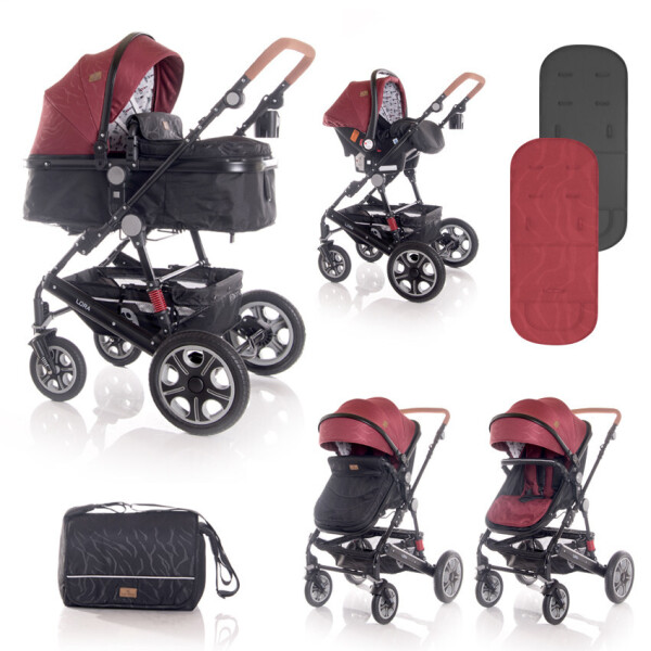 

Детская коляска Lora set Lorelli 112х85х68 см Красно-черный