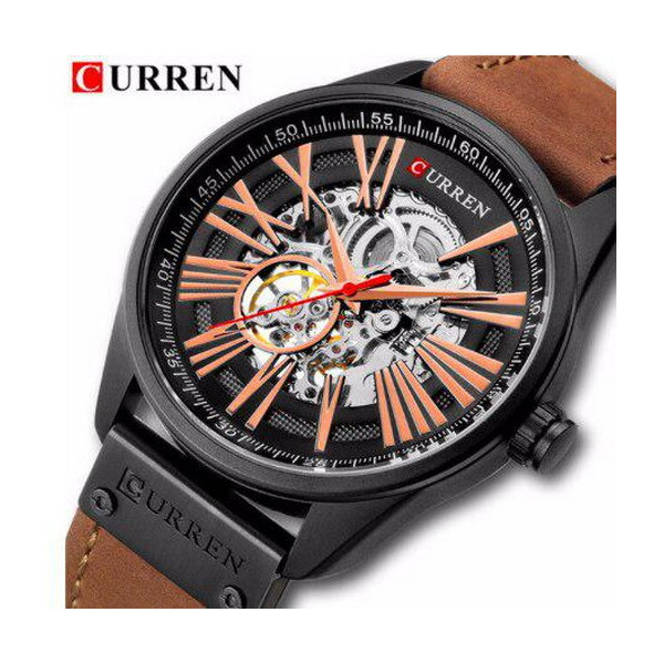 

Мужские наручные часы (8299 Black-Gold-Brown) Curren 47 мм Черный