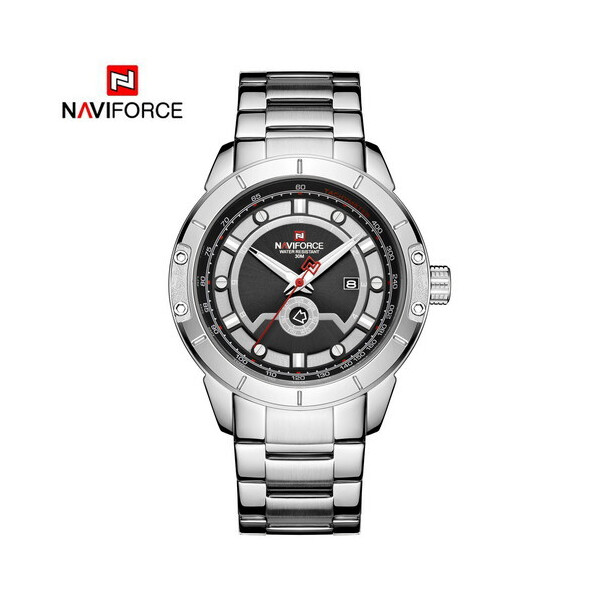 

Мужские наручные часы (NF9166 Silver-Black) Naviforce 43 мм Серебряный