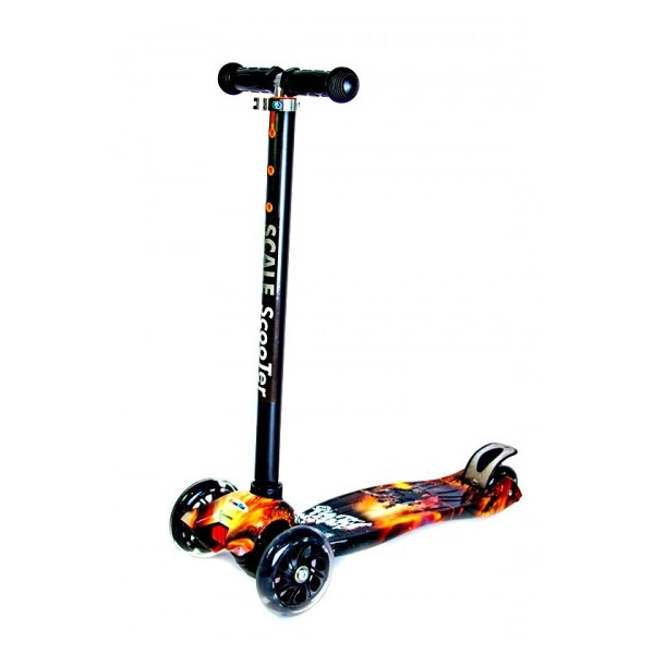 

Детский трехколесный самокат Scooter MAXI со светящимися колесами и рисунком, Battle