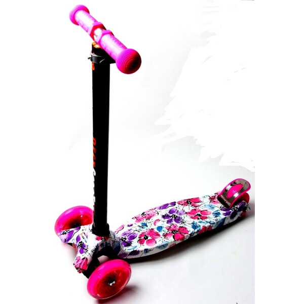 

Детский трехколесный самокат Scooter MAXI со светящимися колесами и рисунком, Flowers 2