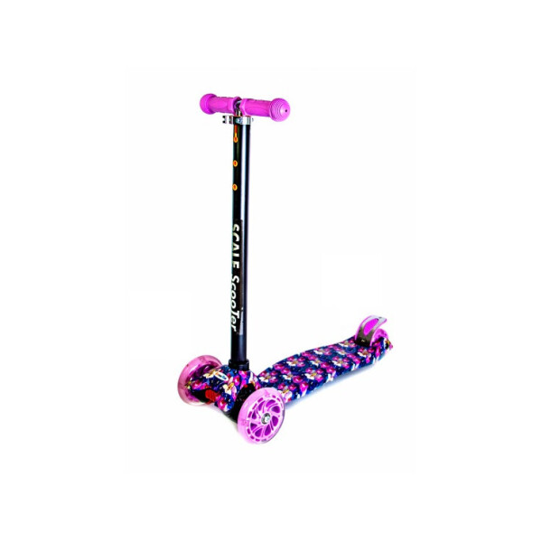 

Детский трехколесный самокат Scooter MAXI со светящимися колесами и рисунком, Орхидея