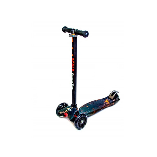 

Детский трехколесный самокат Scooter MAXI со светящимися колесами и рисунком, Планета