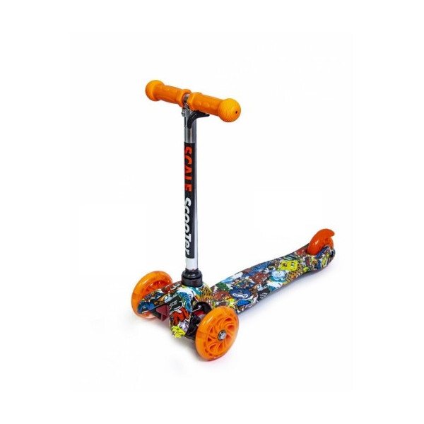 

Детский трехколесный самокат Scooter Micro Mini со светящимися колесами и рисунком, Sponge Bob