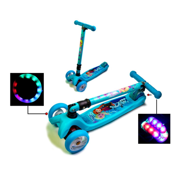 

Детский трехколесный самокат Scooter Smart Disney со светящимися колесами и складной ручкой, Frozen