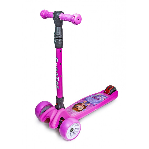 

Детский трехколесный самокат Scooter Smart Disney со светящимися колесами и складной ручкой, Princess