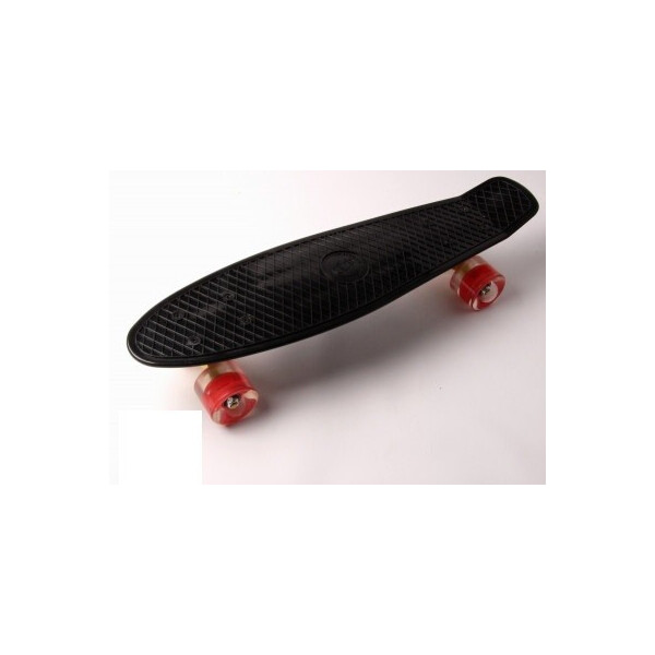 

Пенни борд (Penny Board) 22 Fish со светящимися колесами красного цвета, Черный