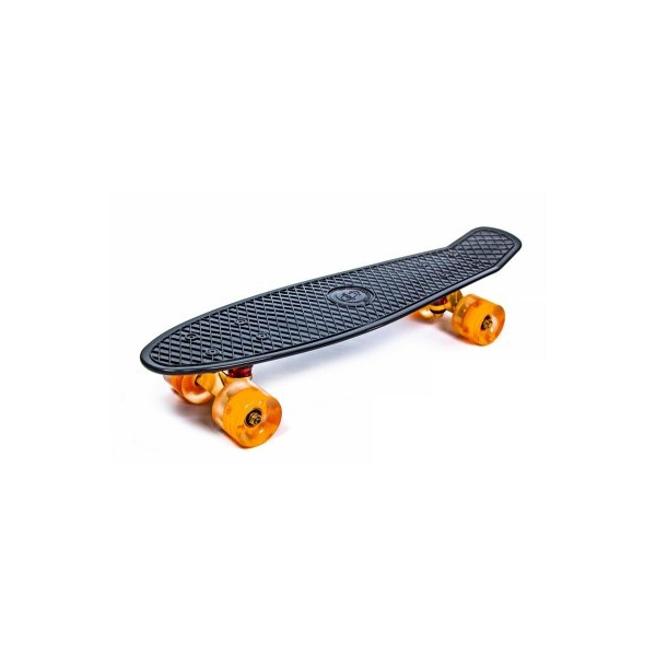 

Пенни борд (Penny Board) 22 Fish со светящимися колесами оранжевого цвета, Черный
