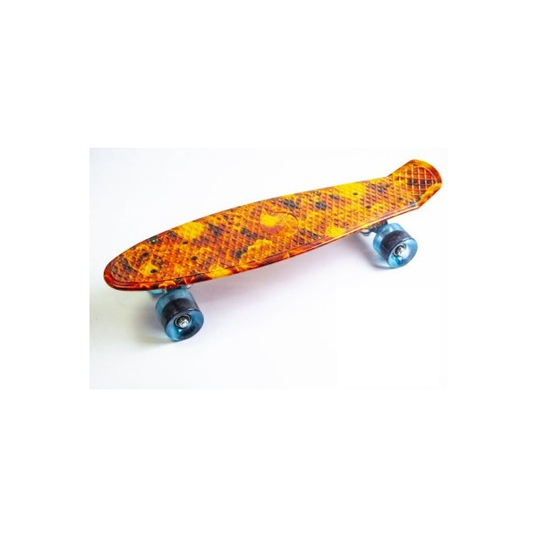 

Пенни борд (Penny Board) 22 с матовыми колесами и рисунком, Огонь-кулак