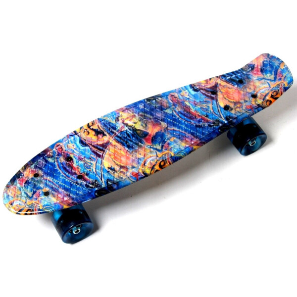 

Пенни борд (Penny Board) 22 со светящимися колесами и рисунком, Blue pyramid