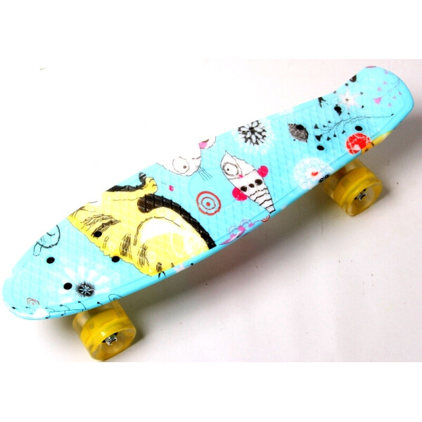 

Пенни борд (Penny Board) 22 со светящимися колесами и рисунком, Cool Cat