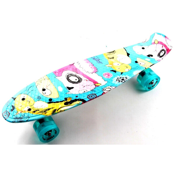 

Пенни борд (Penny Board) 22 со светящимися колесами и рисунком, Cool cat