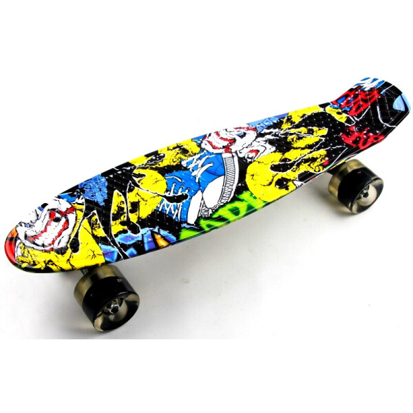 

Пенни борд (Penny Board) 22 со светящимися колесами и рисунком, Cool Draft Joker