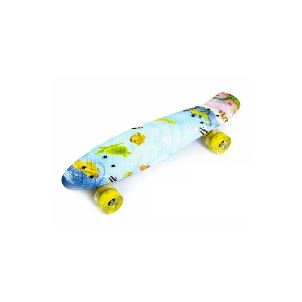 

Пенни борд (Penny Board) 22 со светящимися колесами и рисунком, Fish