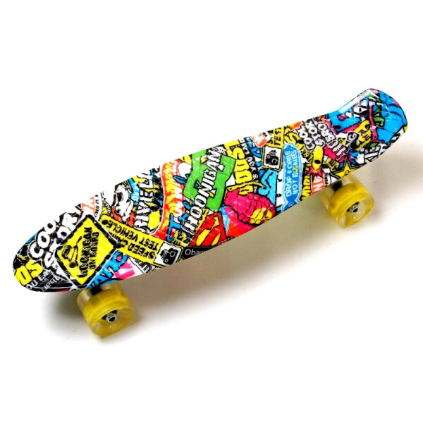 

Пенни борд (Penny Board) 22 со светящимися колесами и рисунком, Graffiti Inscription