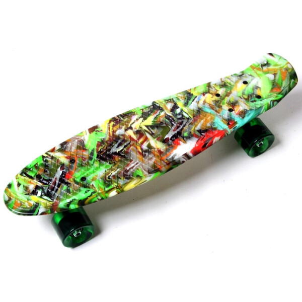 

Пенни борд (Penny Board) 22 со светящимися колесами и рисунком, Green cane