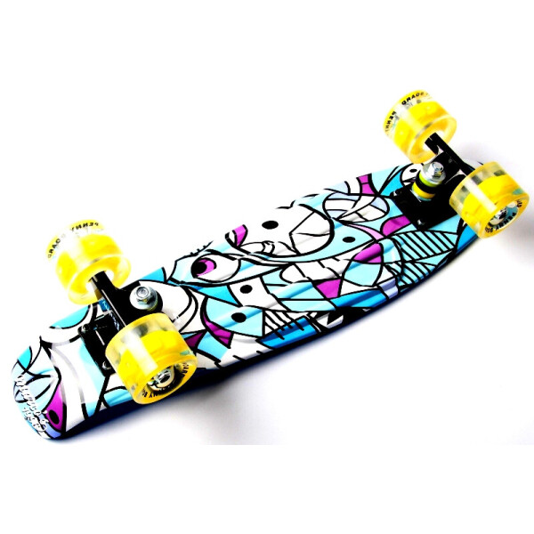 

Пенни борд (Penny Board) 22 со светящимися колесами и рисунком, Marco's Blue 2in1