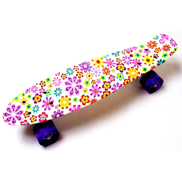 

Пенни борд (Penny Board) 22 со светящимися колесами и рисунком, Violet Flowers
