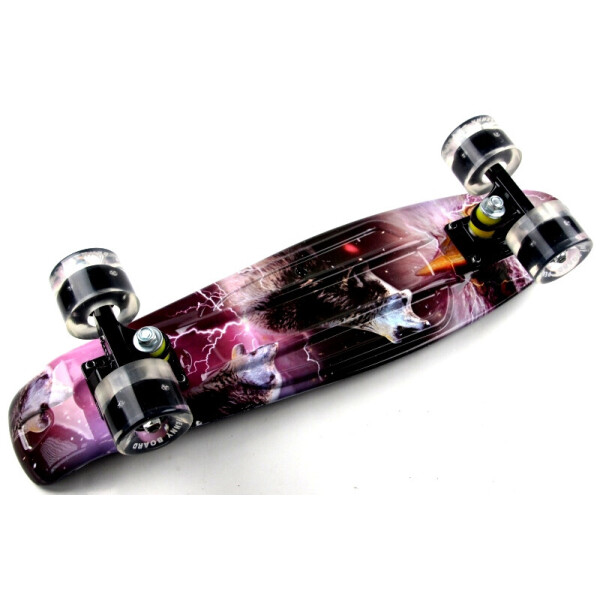 

Пенни борд (Penny Board) 22 со светящимися колесами и рисунком, Wolf 2in1