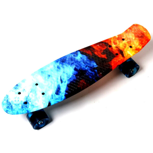 

Пенни борд (Penny Board) 22 со светящимися колесами и рисунком, Огонь и лед