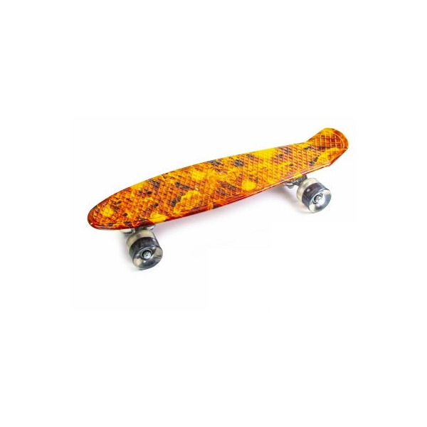

Пенни борд (Penny Board) 22 со светящимися колесами и рисунком, Огонь-кулак
